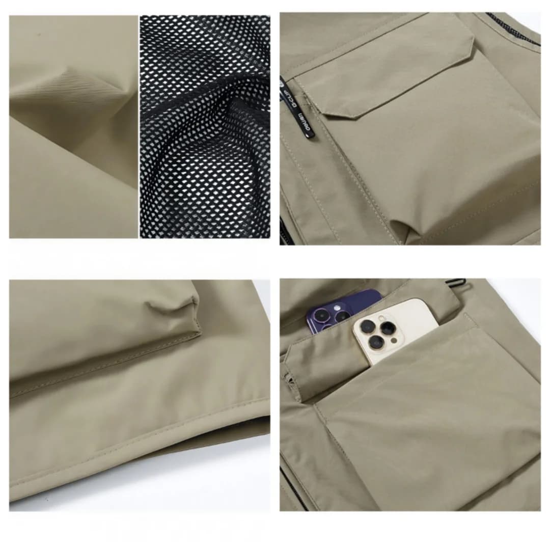 Veste sans manches pêche photographe multi-poches respirante automne 2025 pour hommes