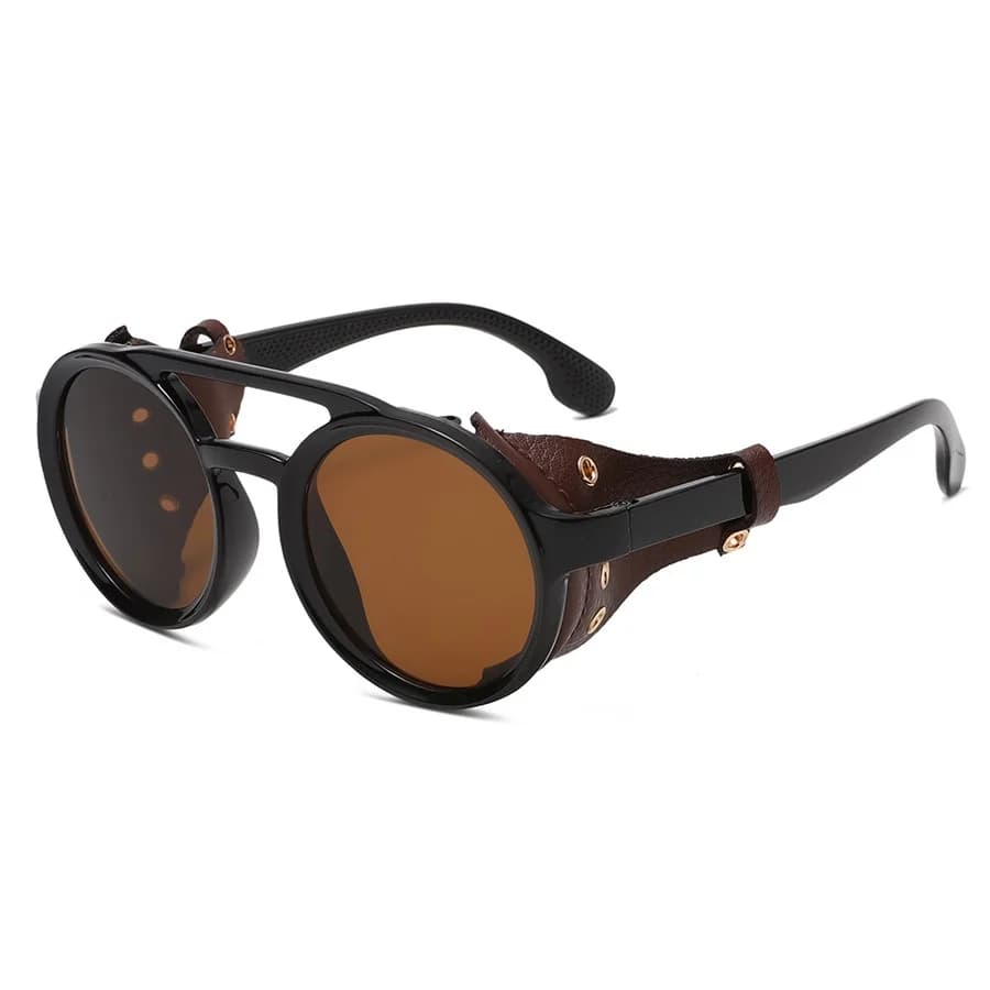 Lunettes rétro cuir vintage - Protection anti-vent UV400 sport outdoor pêche
