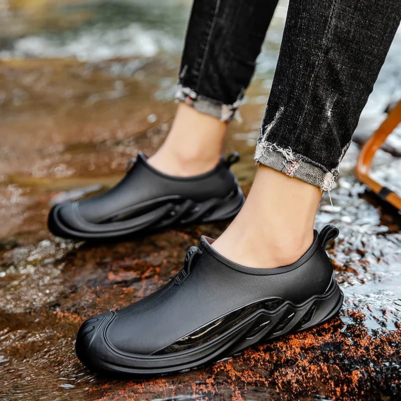 Bottes de pluie homme casual imperméables - Chaussures jardin isolées antidérapantes mode slip-on