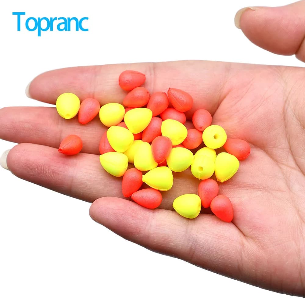 50 perles flottantes EVA ultra-légères Topranc - Accessoires pêche colorés pour attirer les poissons