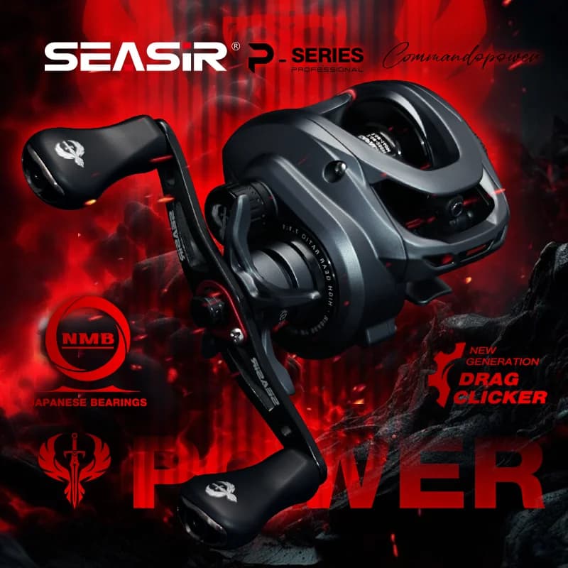 Moulinet baitcaster Seasir Commando Power ratio 7.1:1 avec frein 9kg pour pêche mer et rivière