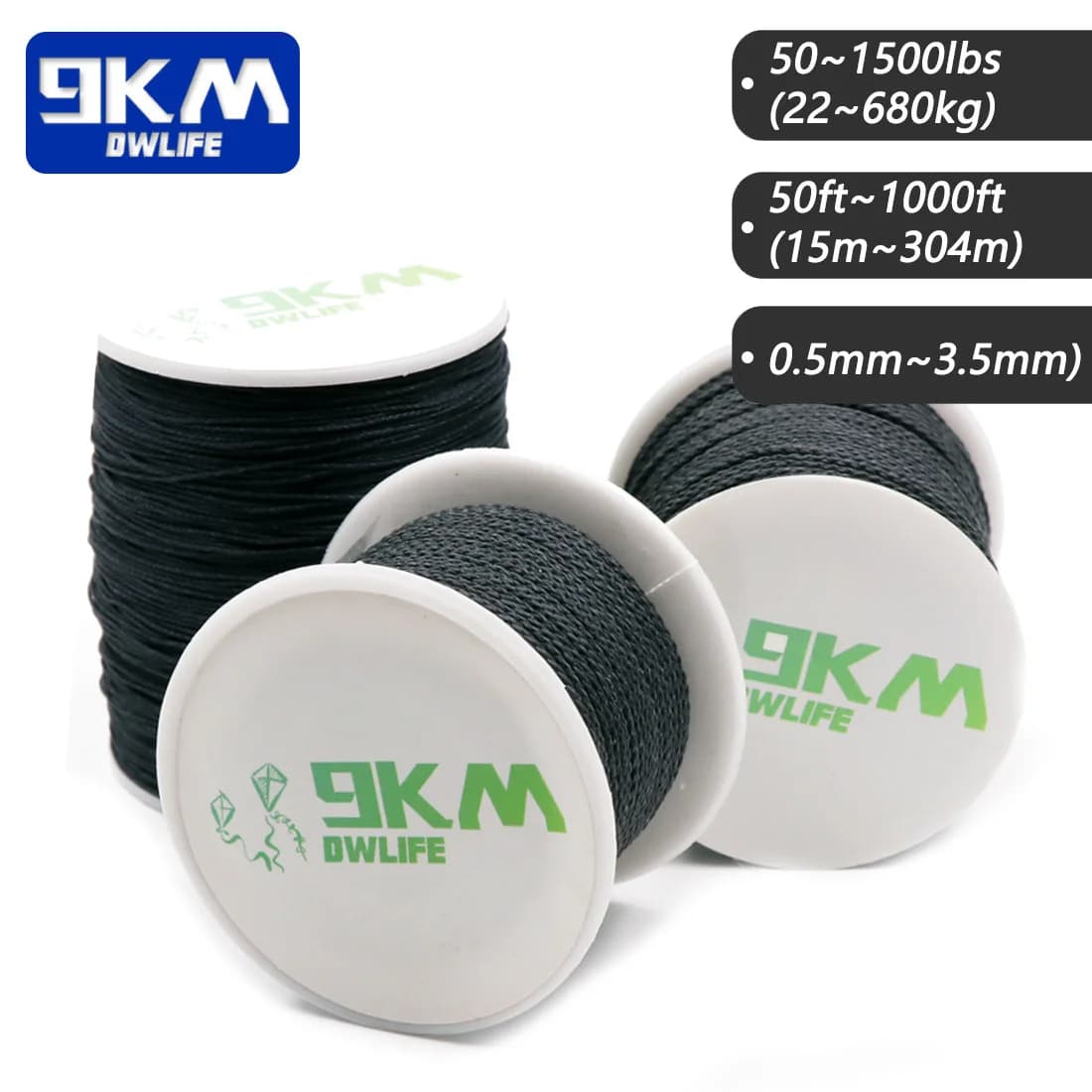 Corde Kevlar noir 50-2000Lbs haute résistance pêche tactique randonnée cerf-volant accessoire