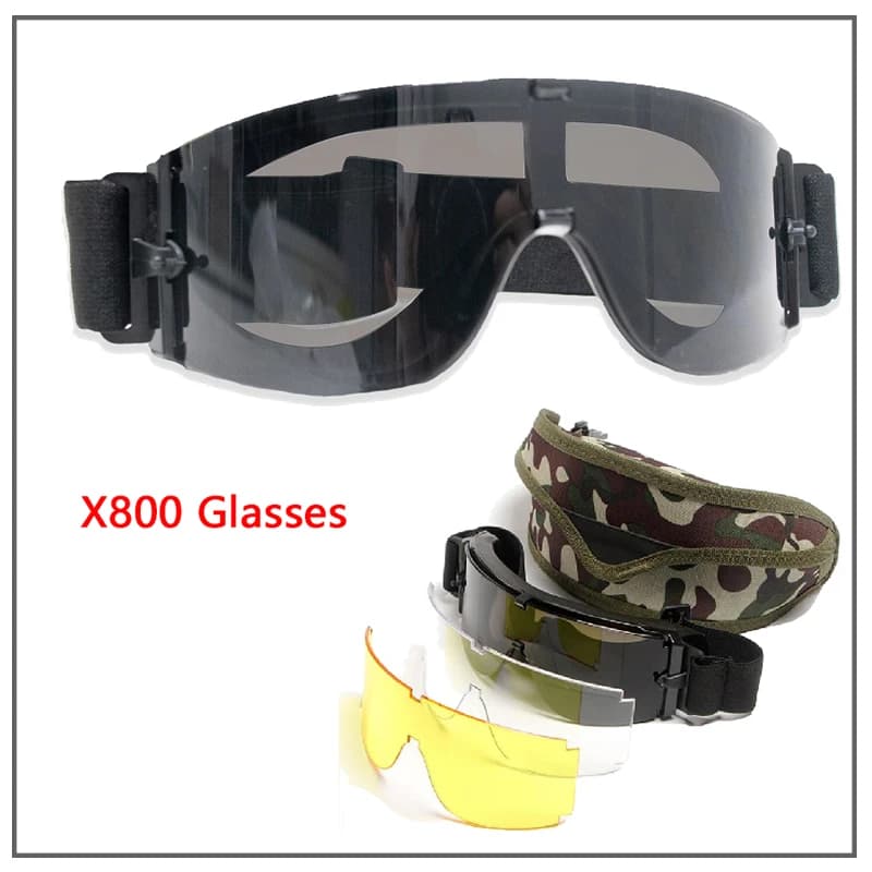 Lunettes tactiques forces spéciales X800 anti-explosion pour wargame, chasse et pêche extrême
