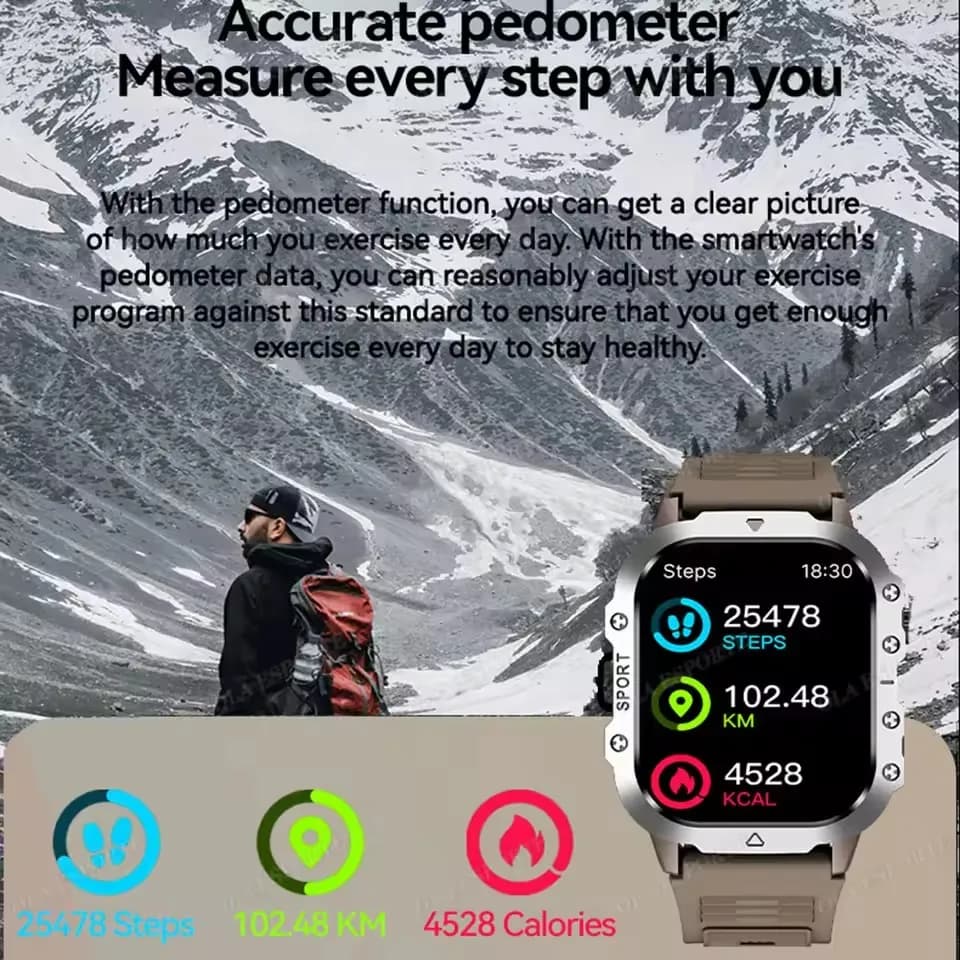 Montre connectée militaire 2025 GPS sport outdoor étanche surveillance fréquence cardiaque sommeil Android iOS
