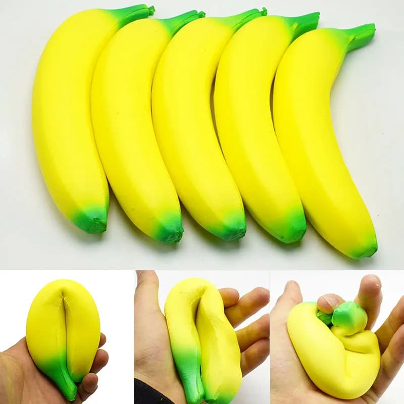 Jouet anti-stress banane géante squishy - Fruit squeezable slow rising réducteur de pression rigolo