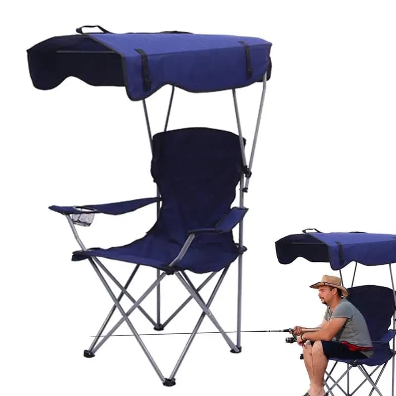 Fauteuil camping pliable avec auvent - Siège ombragé pour pêche, festivals et pique-niques