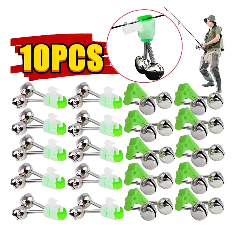 10 clips à grelot pour canne à pêche - Indicateurs sonores de touches pour pêche au coup