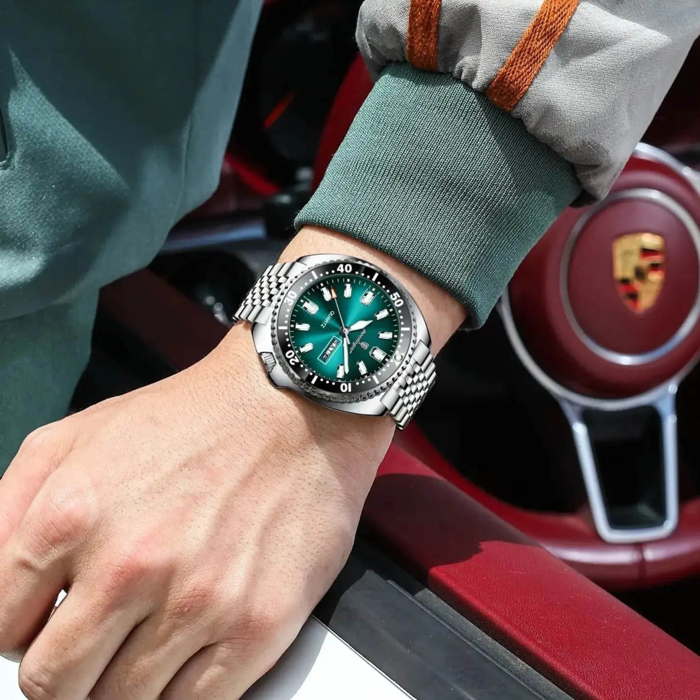 Montre Homme Luxe POEDAGAR Quartz Étanche Sport Élégante Date Semaine Luminieuse Acier