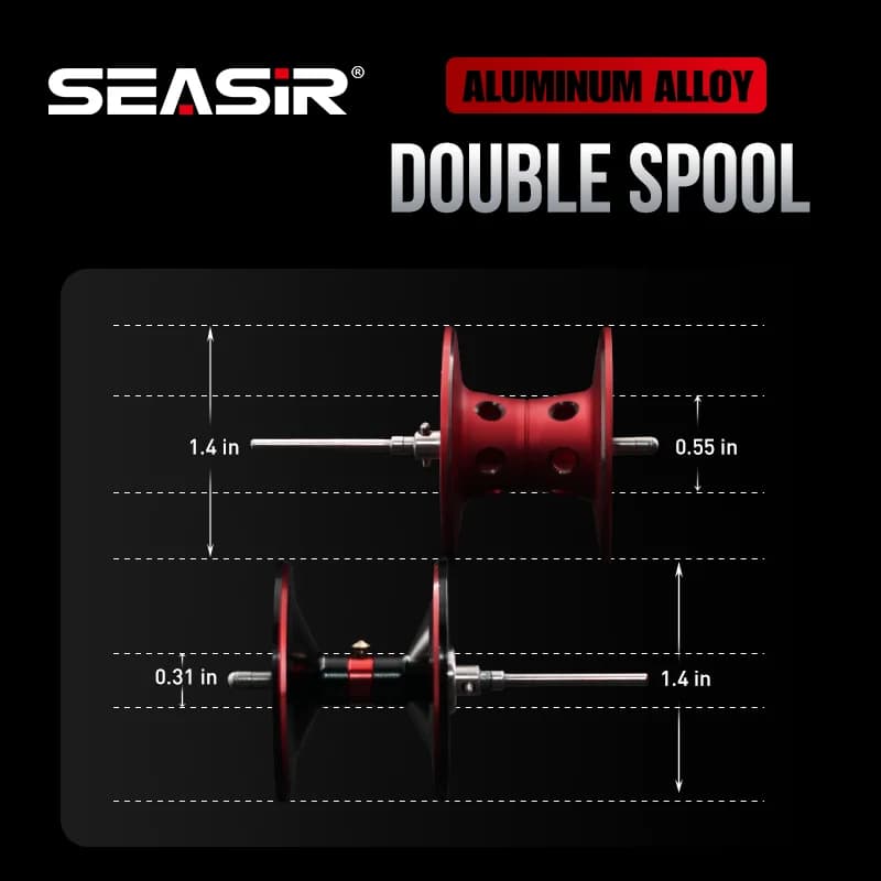 Moulinet baitcasting Seasir Salminus en aluminium, 2 bobines, ratio 8.0:1, frein 12kg pour pêche aux leurres lourds