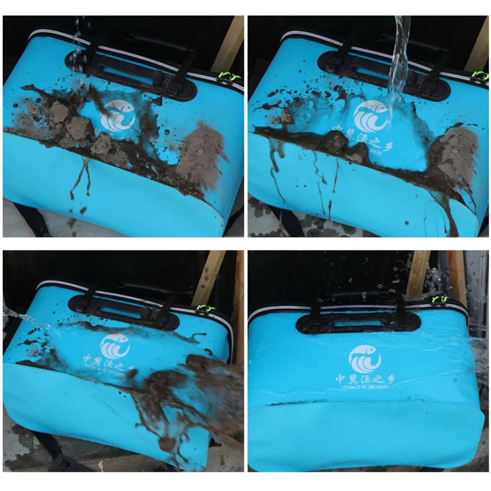 Sac de pêche pliable 30/40/50cm avec poche latérale et boîte à poissons vivants étanche pour camping