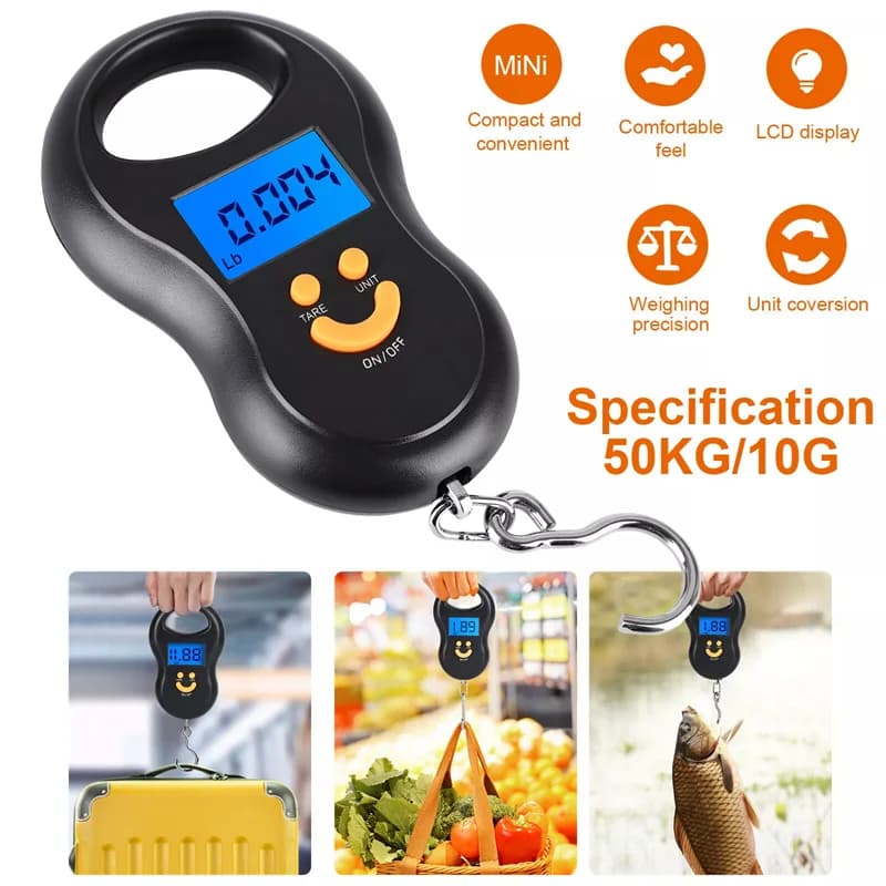 Balance électronique 50Kg/10g avec rétroéclairage - Pêche, cuisine, bagages - Balance digitale portable Gmarty