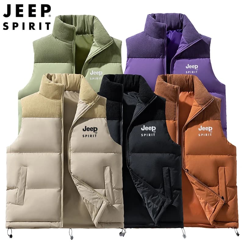 Gilet homme col montant sans manches pêche automne hiver coupe-vent chaud veste sport décontractée