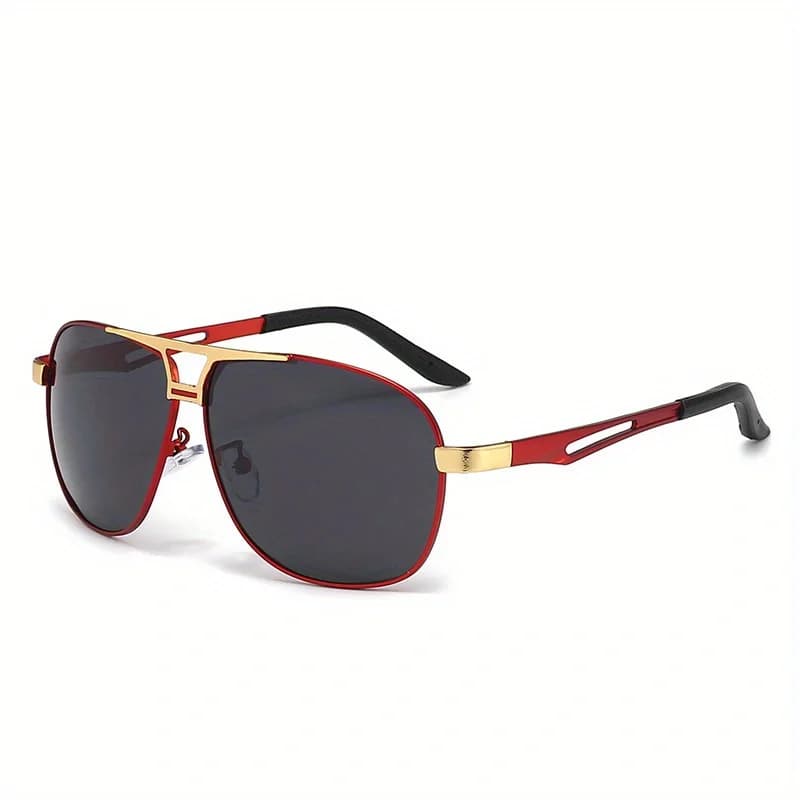 Lunettes pilote gradient fashion pour hommes - Grande monture anti-reflets UV400 - Style luxe pêche