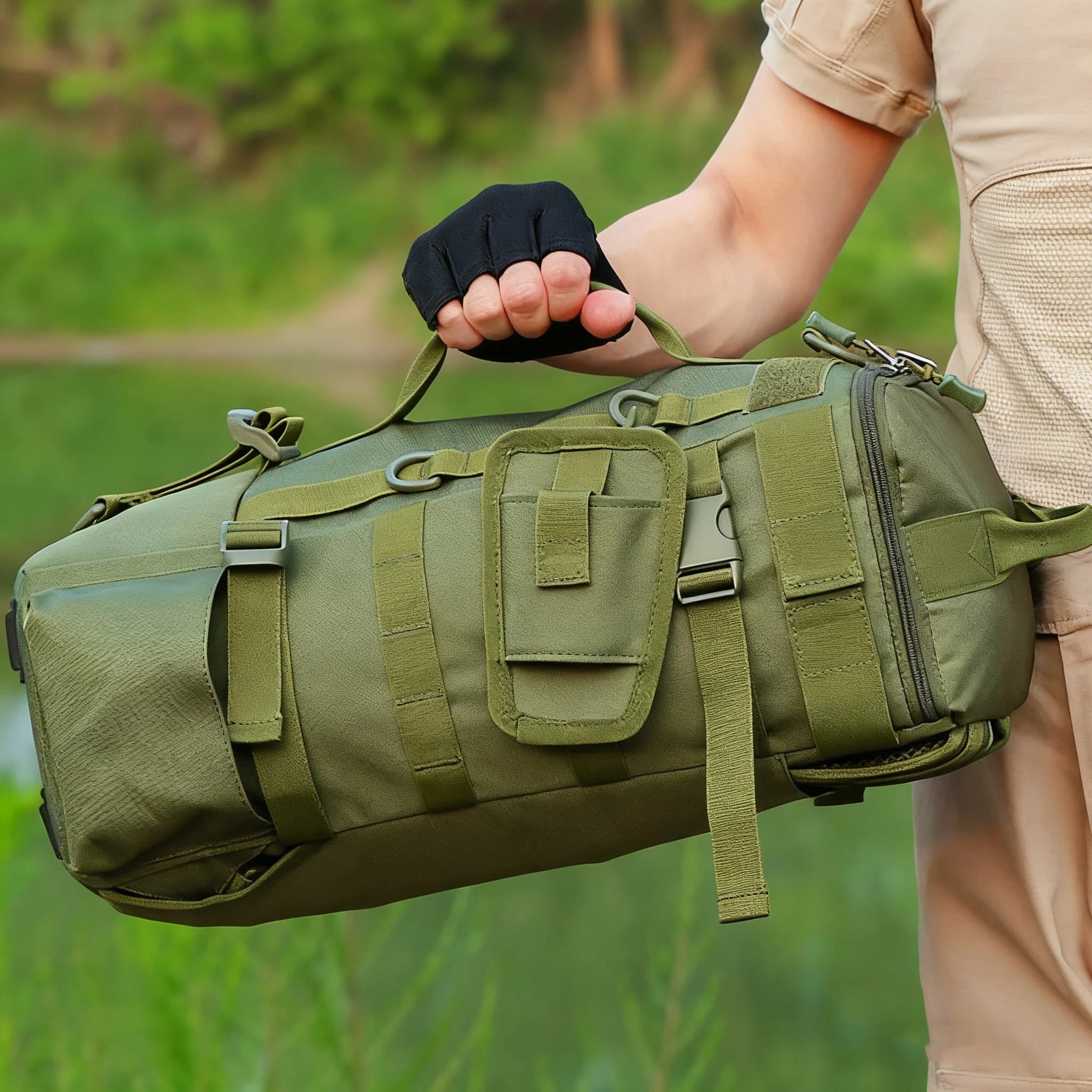 Sac à dos pêche multifonction étanche avec porte-cannes - Stockage équipement pêche résistant