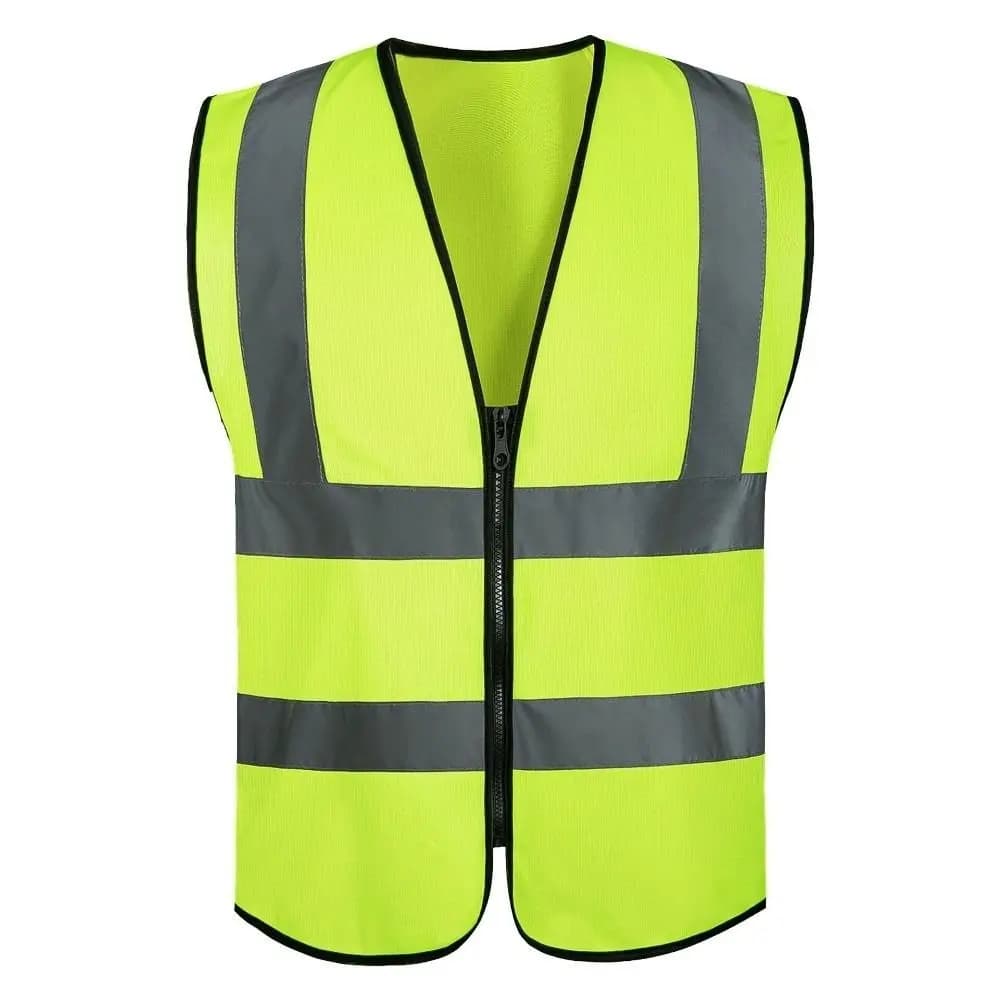 Veste sécurité haute visibilité pêche - Bandes réfléchissantes avant zip - Uniforme entrepôt pêche