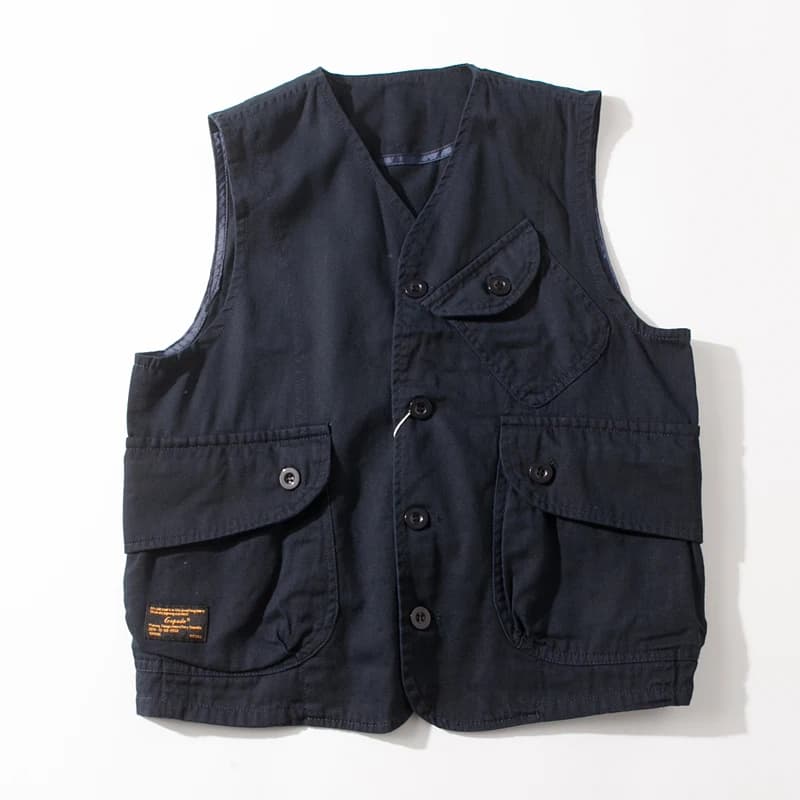 Gilet de pêche safari cargo léger japonais - Veste de voyage tirage avec poches pour homme style workwear