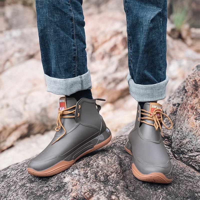 Bottes de pluie couple mode casual lacets étudiants polyvalentes loisirs travail - Chaussures eau pêche femme