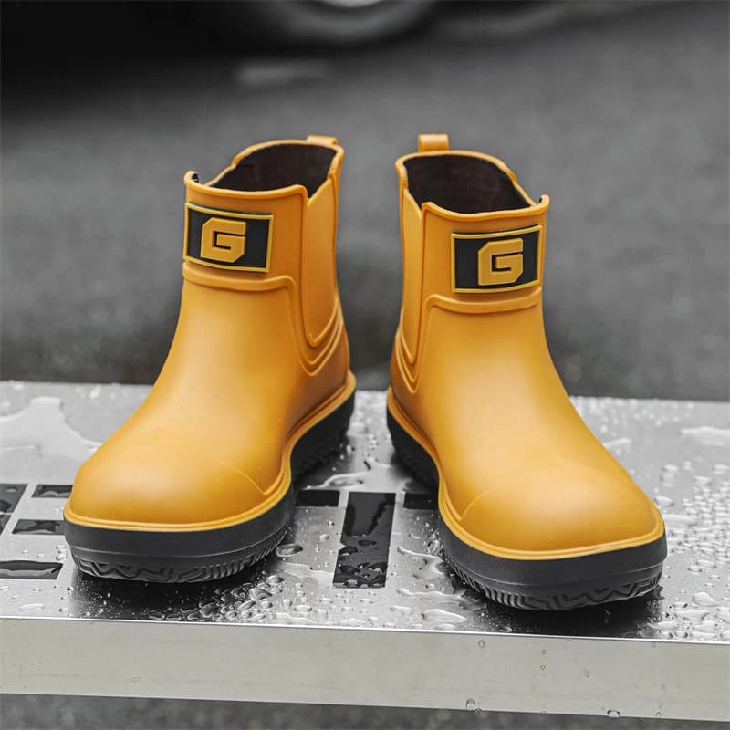 Chaussures pluie homme doublées coton chaudes imperméables antidérapantes pêche extérieur