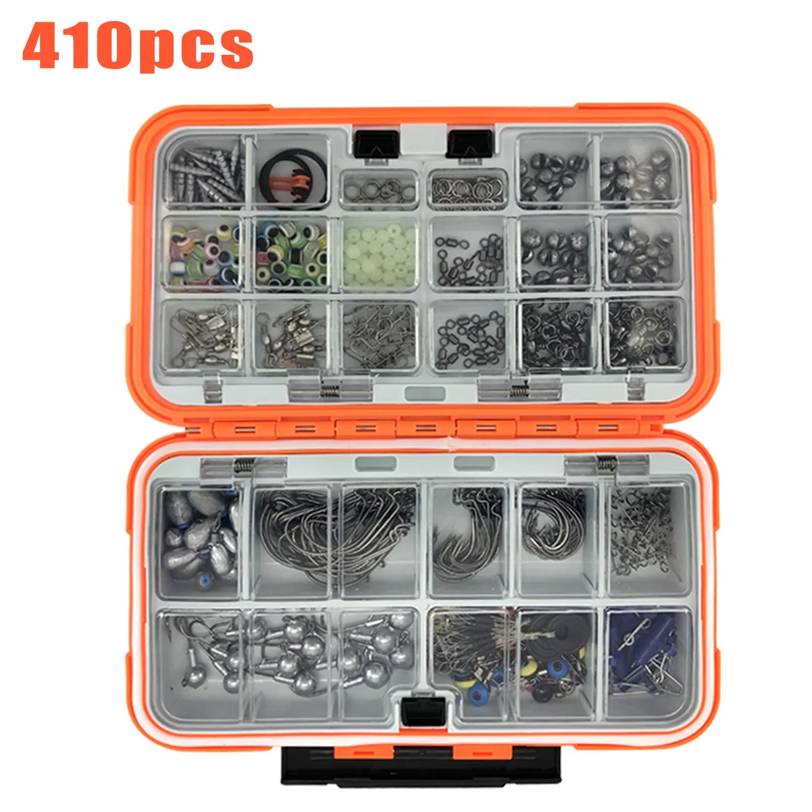 Kit Pêche Professionnel 170-410 Pièces avec Boîte - Hameçons Plombs Swivels pour Bass Truite Mer