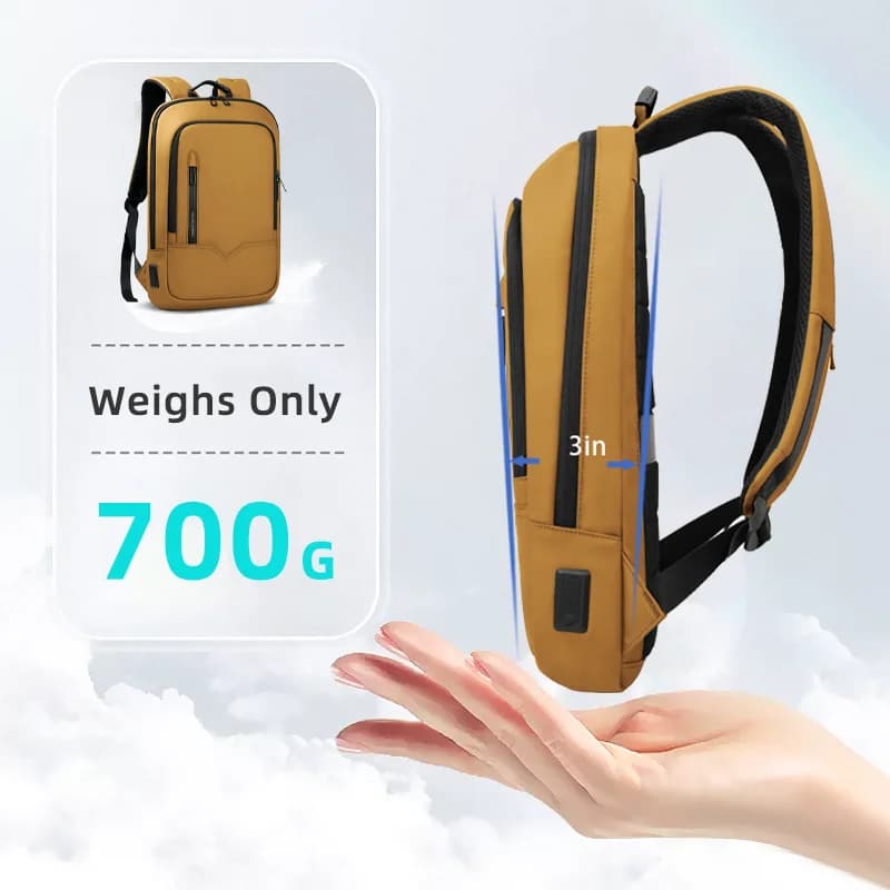 Sac à dos travail homme mince multifonction 15.6 pouces étanche voyage affaires casual