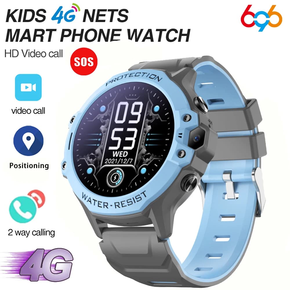 Montre connectée enfants 4G appels vidéo chat 1.28 pouces étanche localisation WIFI LBS calculatrice batterie 700mAh