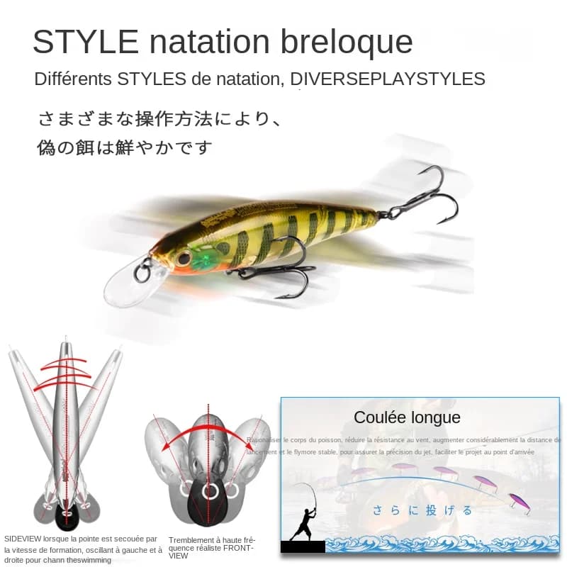Leurres crank BEARKING Squad Minnow 65-95mm avec système plomb tungstène - Wobblers assortis
