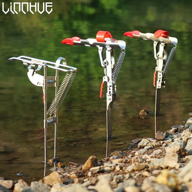 Porte-canne automatique à ressort en acier inoxydable réglable et pliable pour pêche