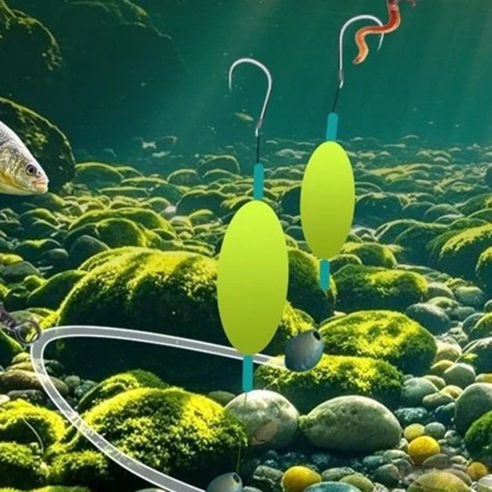 Bas de ligne pêche surf casting avec flotteurs et hameçons sans ardillon pour pêche en mer et eau douce