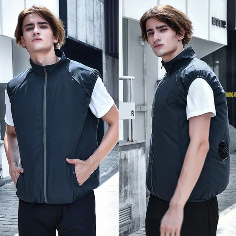 Veste rafraîchissante homme été avec ventilateur et charge USB pour sport et plein air - Taille plus