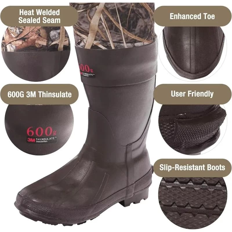 Waders de chasse canard en nylon imperméable avec fonction d'isolation pour pêche et gibier d'eau