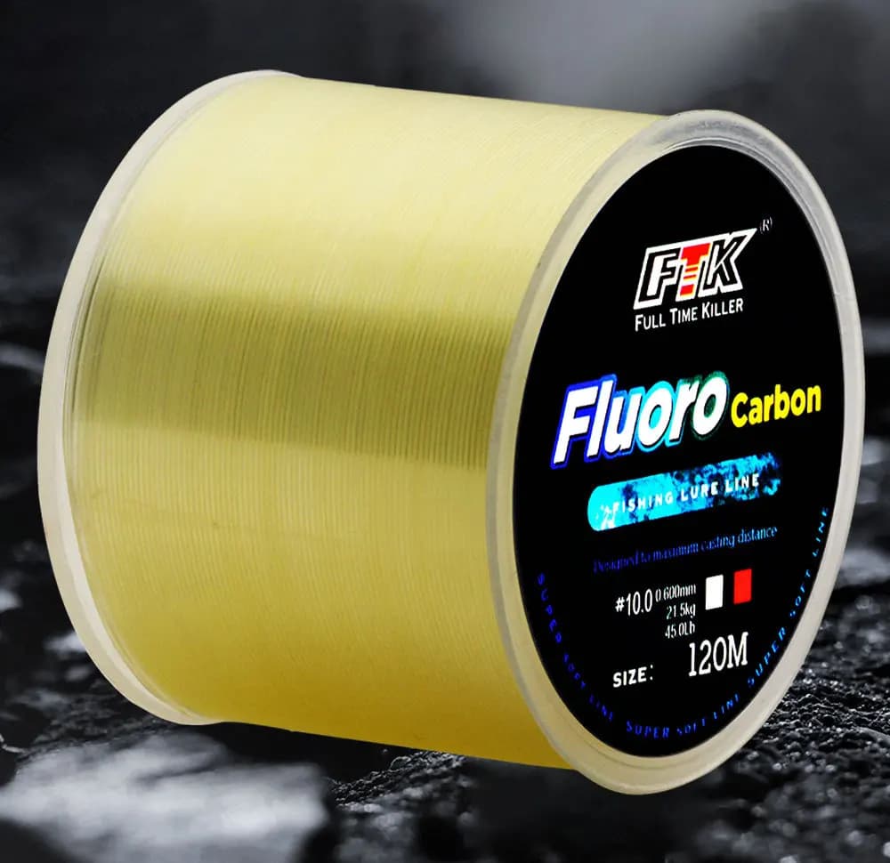 Ligne de pêche fluorocarbone 120M plombée fibre de carbone pour lancer loin et leurres coulants