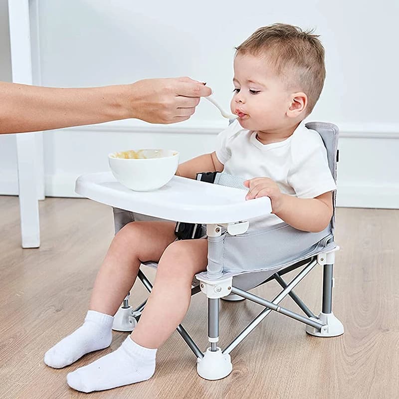 Chaise bébé pêche pliante avec plateau - Siège enfant sécurisé pour pêche en famille plage