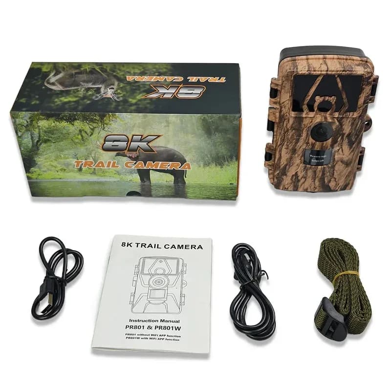 Caméra faune WiFi PR801W 8K vidéo 60MP - Détection de mouvement pour surveillance de ferme et chasse