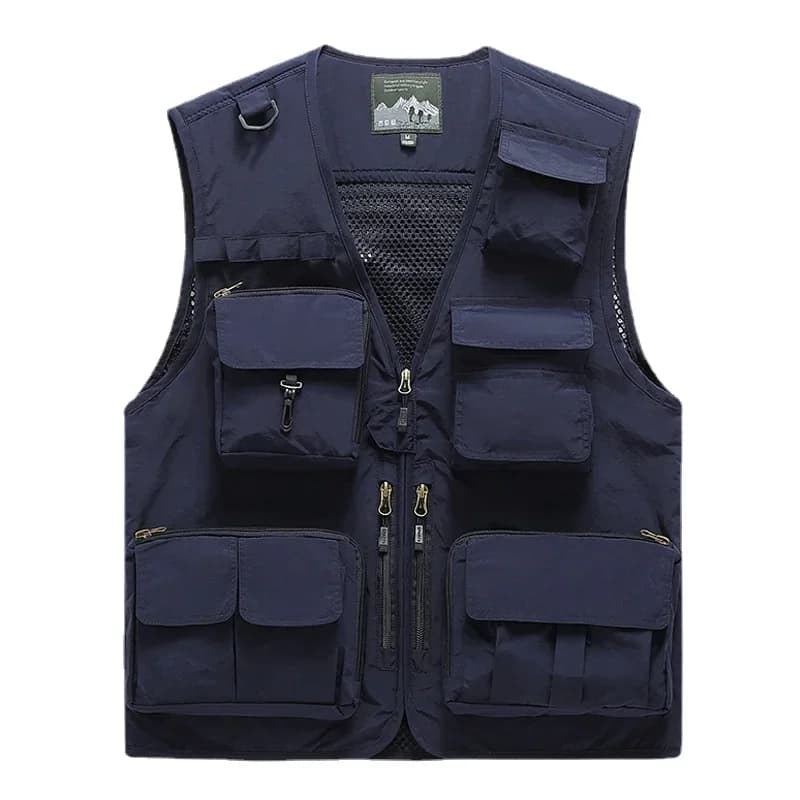 Veste de pêche respirante homme 6XL avec multiples poches pour équipement et photographie