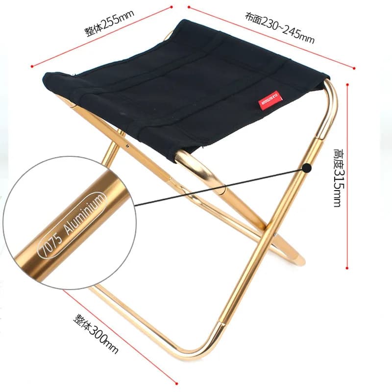 Tabouret pliant aluminium 7075 pour pêche, camping et randonnée - Chaise portable extérieure robuste