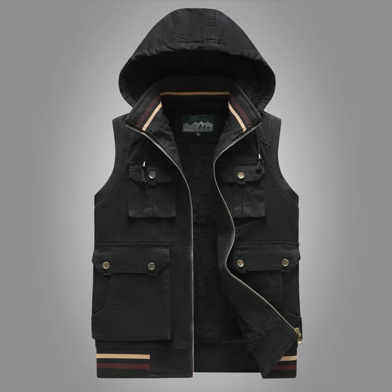 Gilet homme chaud en laine de mouton - Veste sans manches épaisse pour pêche hivernale et outdoor