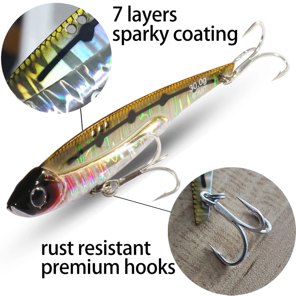 Leurre métal GOBAIT VIB 20g 25g 30g jig spinner vibration acier carbone pêche profonde