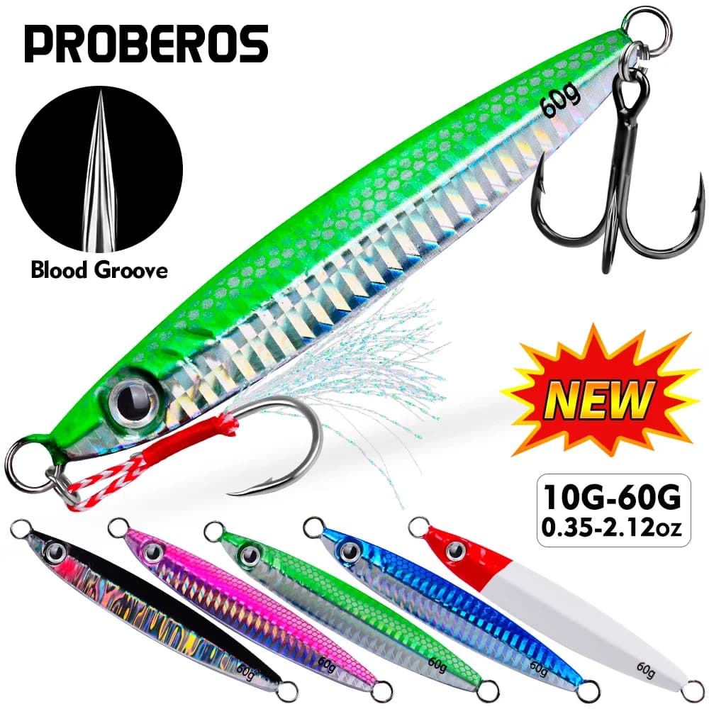 Jig métallique PROBEROS 10g à 60g - Leurre bionique réaliste pour pêche mer durable avec design haute performance