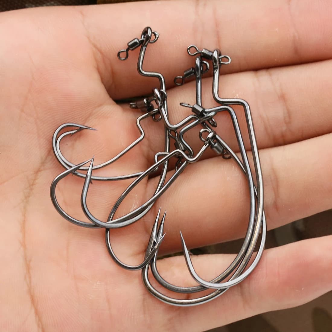 10 hameçons Drop Shot avec émerillon pour la pêche du sandre, brochet et perche en eau