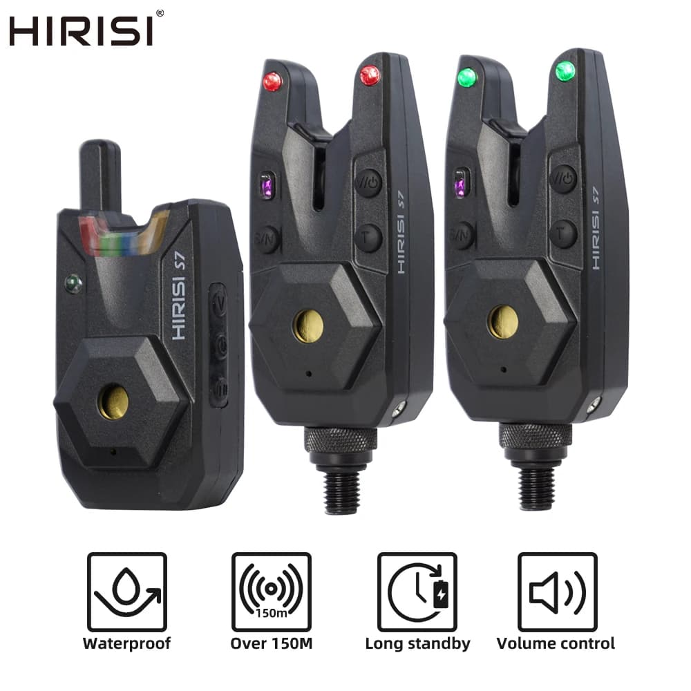 Set alarme sans fil Hirisi S7 étanche 1+2 pour pêche carpe avec indicateurs de touche