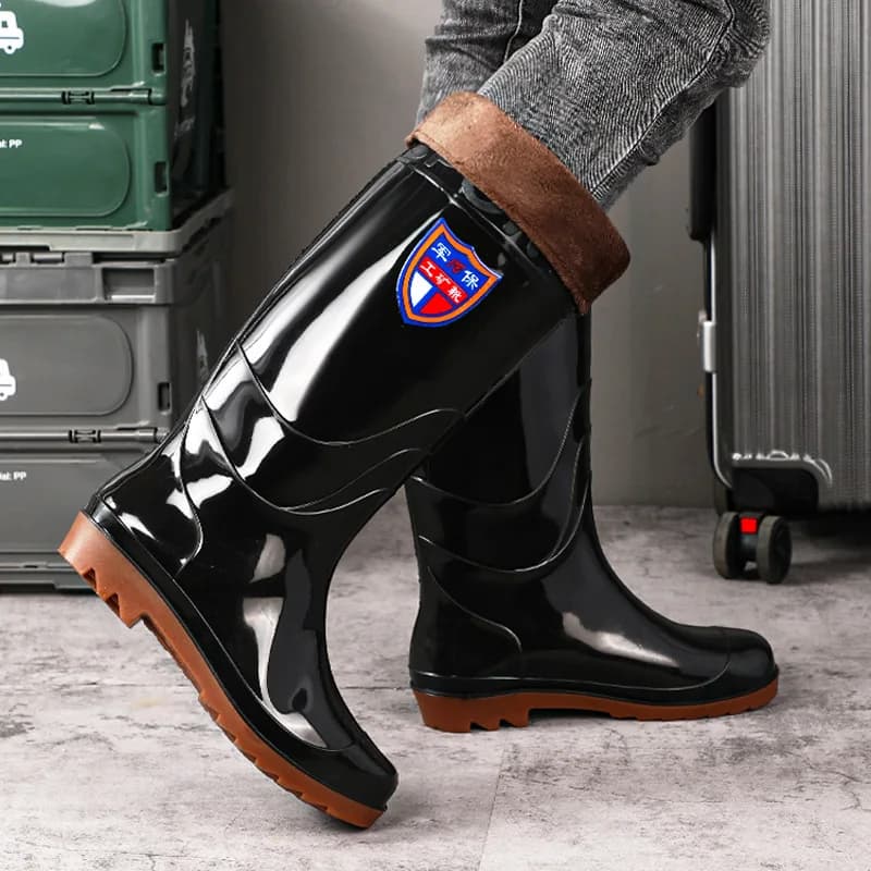 Bottes de pêche imperméables fourrées mi-hautes anti-dérapantes pour cuisine et travail