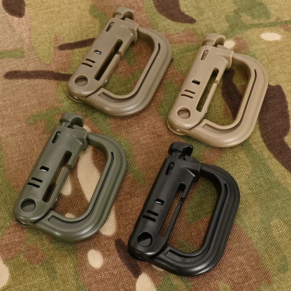 Anneaux de verrouillage tactiques D-Lock 2 pièces - Attaches Molle pour sacs et gilets de pêche