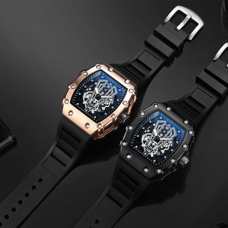 Montre homme grand cadran quartz étanche - Montre sport carrée lumineuse style commerce extérieur