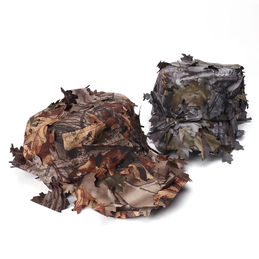Casquette tactique camouflage 3D feuilles pour pêche sniper - Protection solaire jungle cachée