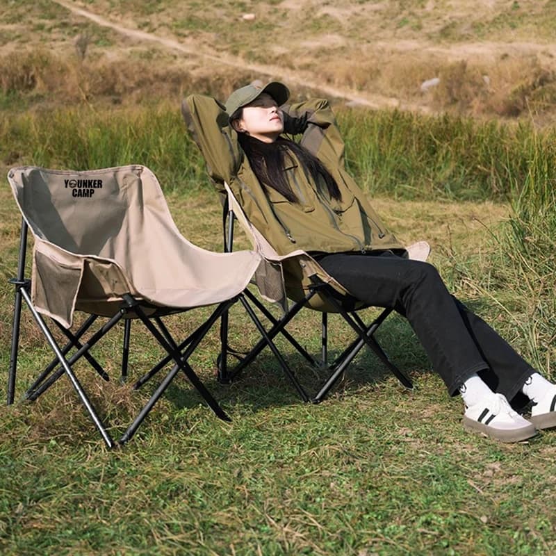 Chaise lune pliante extérieure portable pour pêche, camping et croquis en nature