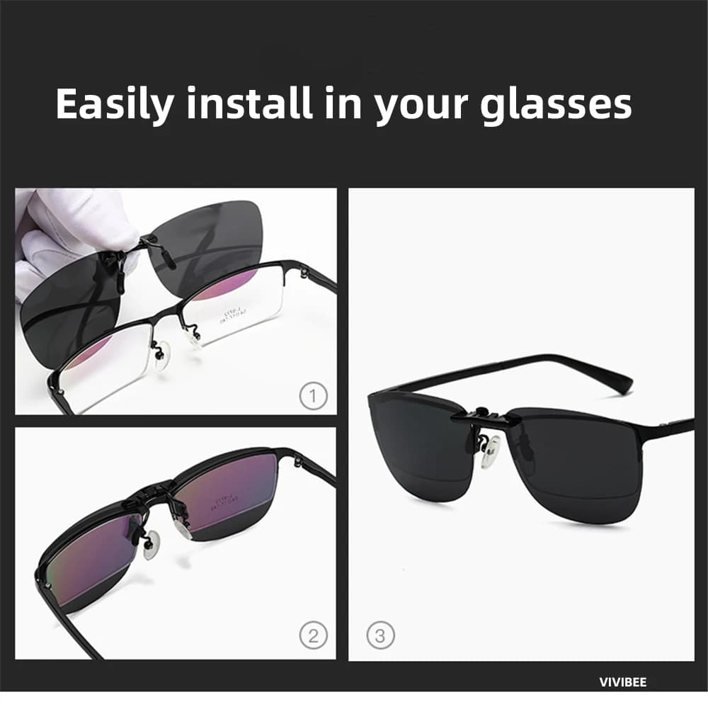 Lunettes Clip-On Conduite VIVIBEE Polarizées - Vision Nuit Pêche Extérieur UV400 Unisex Homme Femme