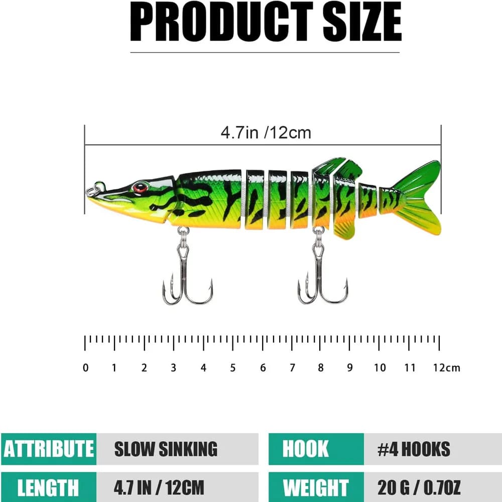 Leurres de pêche multi-articulés à nage bionique pour truite et black bass en eau douce et mer