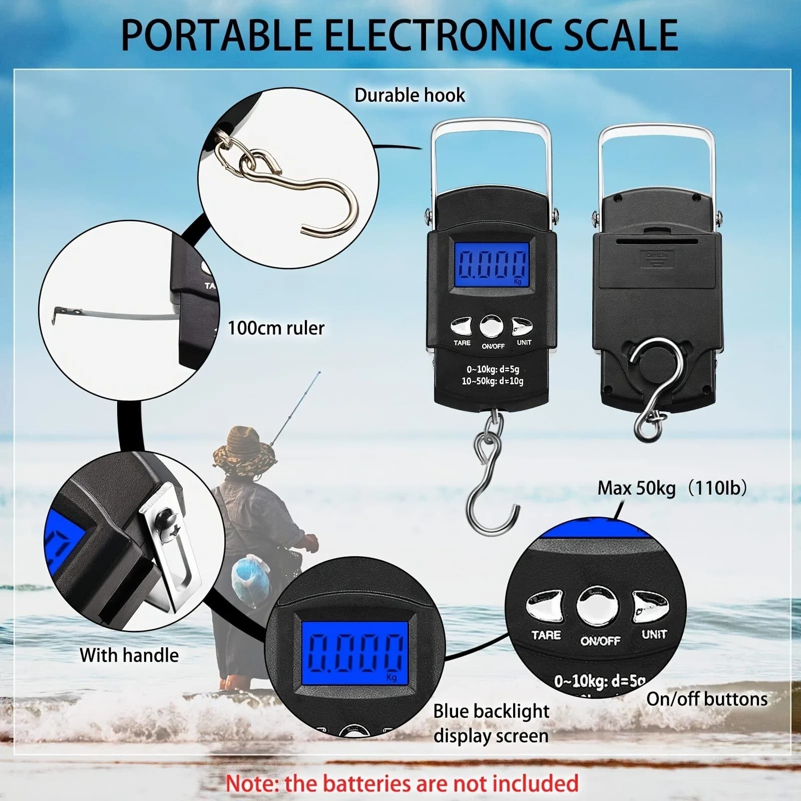 Pince à brochet coupe-fil pliante 7 en 1 en acier inoxydable avec pèse-poisson et règle pour la pêche