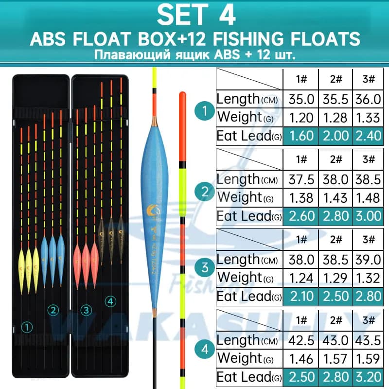 Set de 12 flotteurs de pêche nano haute sensibilité 2024 avec boîtier ABS étanche, équipement extérieur WAKASUILY