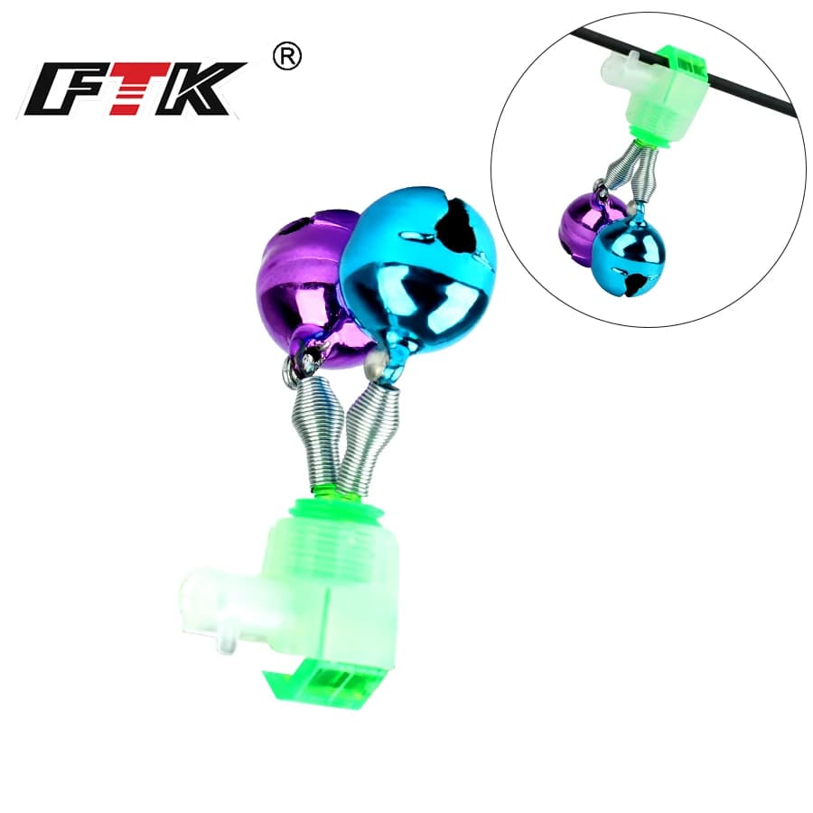 Lot de 10 clips à clochette pour canne - Alerte de touche avec double cloche accessoire pêche FTK